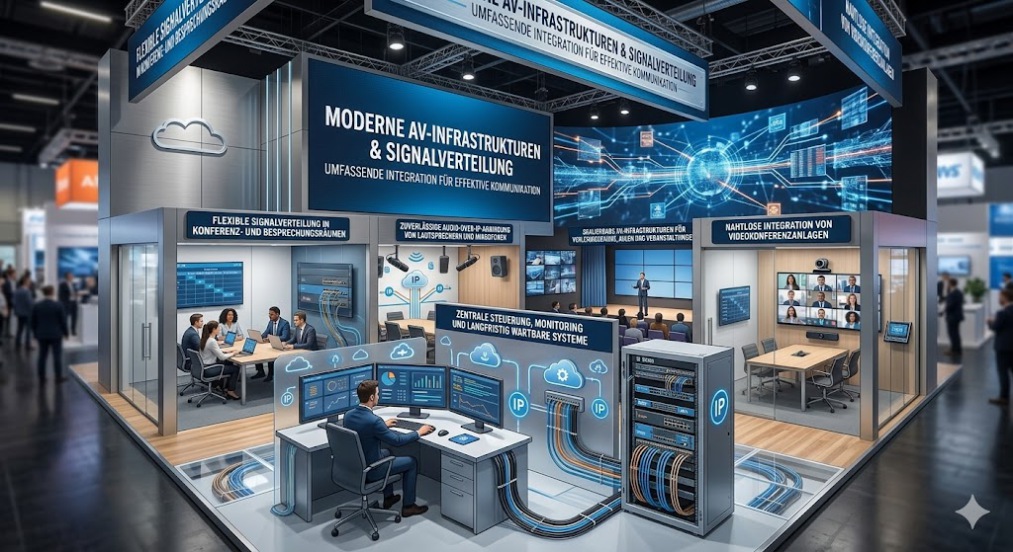 Audio Video Signalverteilung Beispiel Messestand
